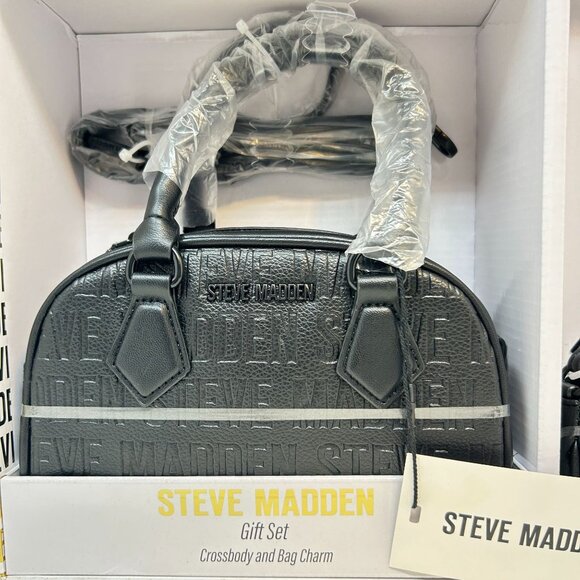 Steve Madden Gift Set Black Crossbody & Mini Satchel Bag Charm - Picture 5 of 9